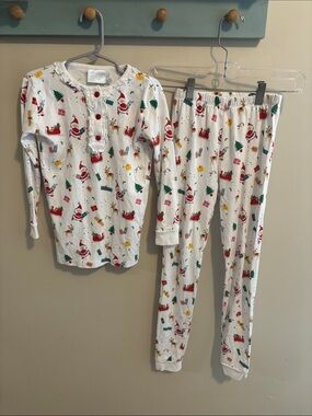 Little English Girls Christmas Santa Pajamas Size 10 Pima Cotton 2 Pc Set Ruffle